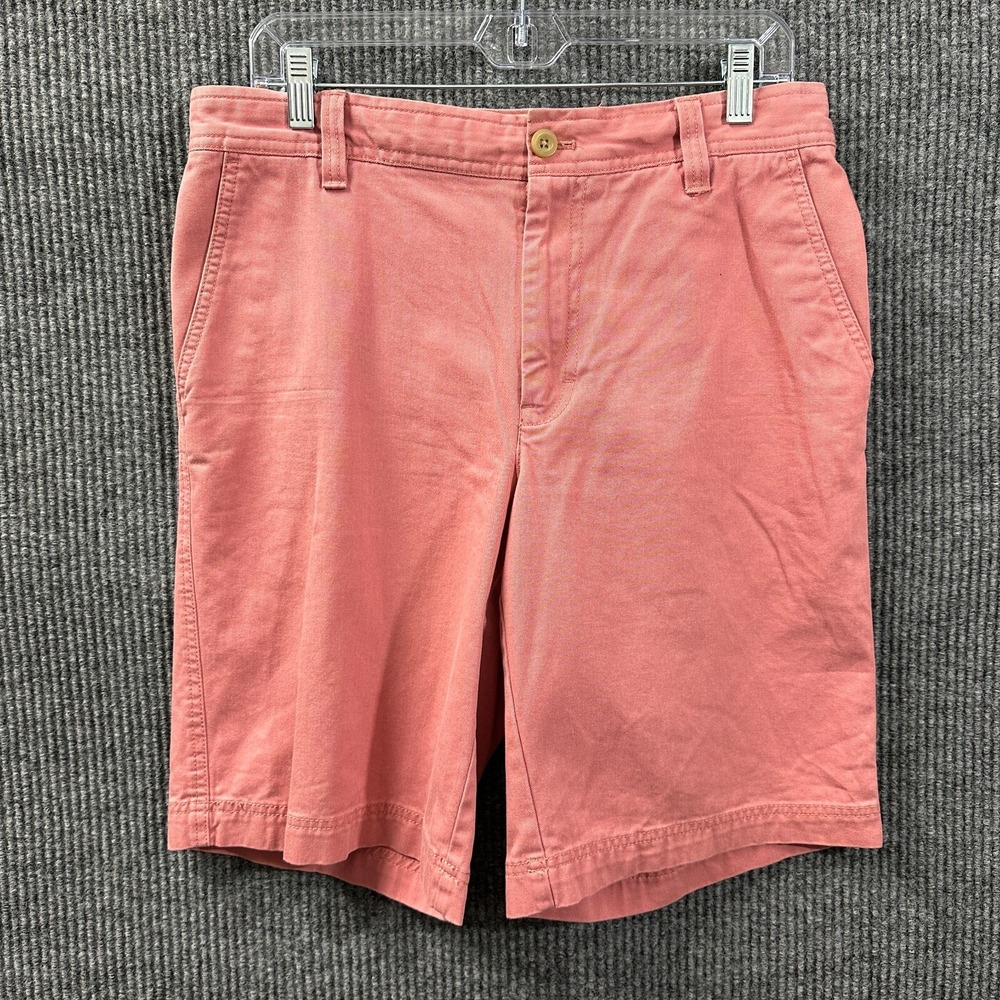 IZOD Saltwater Mens‎ Chino Shorts Size 32x10.5 Pink Cotton Flat Front Mid Rise
